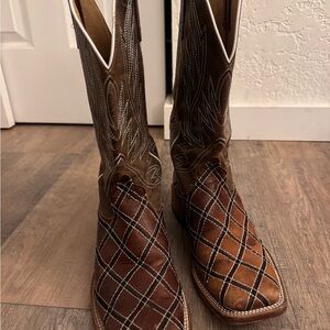 Men's Brown Quilted Western Cowboy Boots